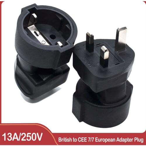 European Euro EU Sockets 2 Pin to UK 3 Pin Plug Adapter Travel Mains Adapter converter plug 250V 10A