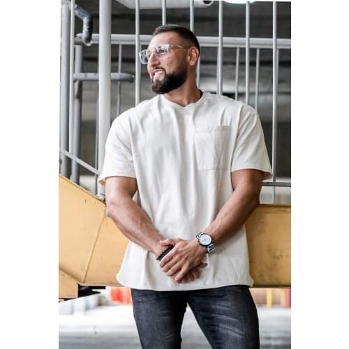 New Mens Oversized cotton T shirt Solid Color Gym Clothing Bodybuilding Fitness Loose Sportswear Streetwear Fashion short sleeve