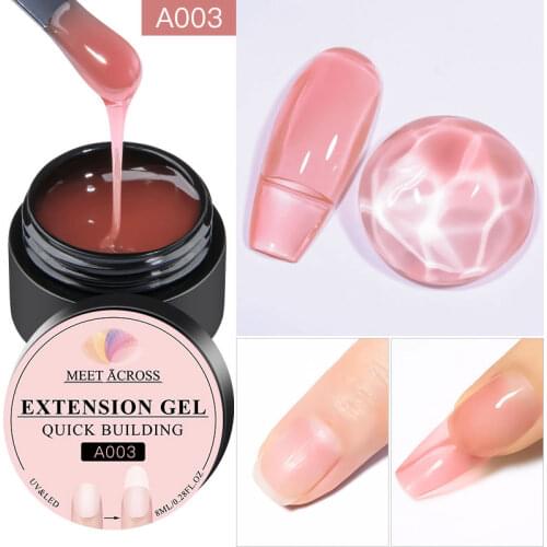 MEET ACROSS 8ml Nail Extension Gel Acrylic White Clear Quick Building Gel For Nails Finger Prolong Form Tips Manicure Nail Tools
