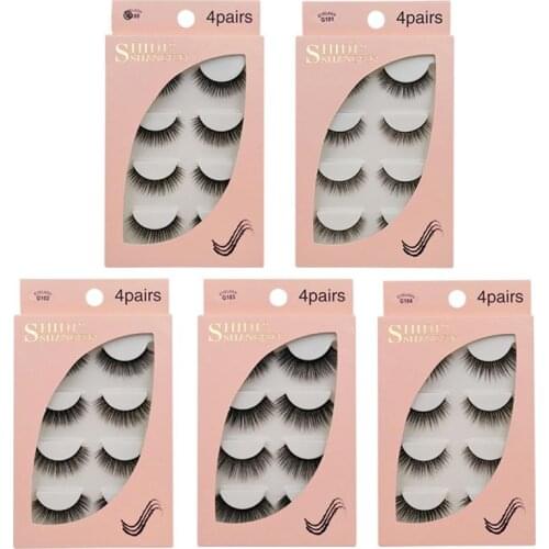 HOT SALE !! 4 Pairs False Eyelashes Mink Hair Remover Slender Black Natural Thick Soft Extension Big Eyes Makeup Wholesale