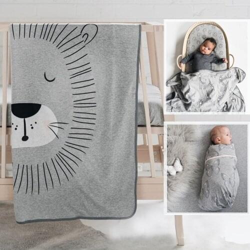 INS Cartoon Animals Baby Blanket Cotton Swaddling Wrap Newborn Receiving Blankets Envelope Sleep Sack Bedding Stroller Cover