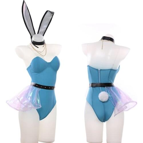 Seraphine Cosplay Bunny Girl Sexy Costumes Game LOL KDA Rabbit Tail Ruffles Bodysuit Halloween Lolita Dress Drop Ship