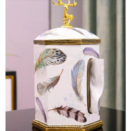 Creative Golden Elk Resin Tissue Box Removable Tissue Paper Home Restaurant Decoration Decoration Home Storage Box Decoration