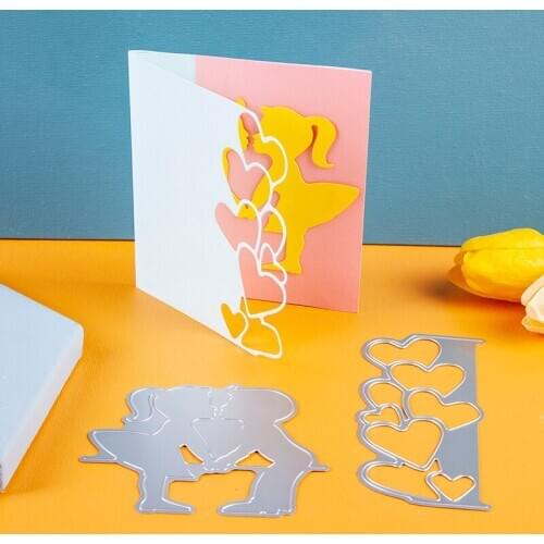 Metal cutting dies boy kiss girl heart frame cut die mold decoration Scrapbook paper craft knife mould blade punch stencils dies