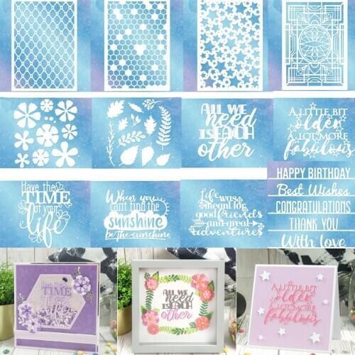 Metal Cutting Dies Tiny Flowers Rectangle Frame Best Wishes Sentences Star Scrapbooking For Card Photo Decor Embossing New 2019