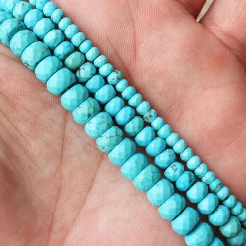 Mini. order is $7! 2x4mm 4x6mm 5x8mm Faceted Blue Turquoise Rondelle Abacus Jewelry Making Beads Strand 15"