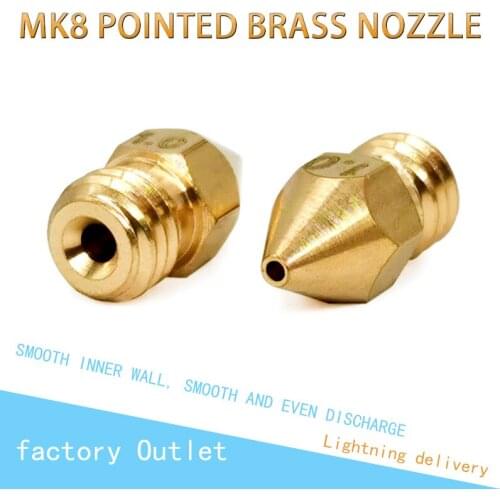 MK8 Brass Nozzle 0.1MM 0.2MM 0.3MM 0.4MM 0.5MM 0.6MM 0.8MM 1.0MM Extruder Print Head Nozzle Suitable for 1.75MM 3.0MM 3D Printer