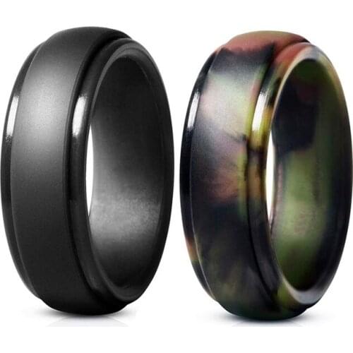 Trendy Men Silicone Rings Male Hypoallergenic Flexible Antibacterial Silicone Finger Ring Fashion Solid Color Rings Finger Ring