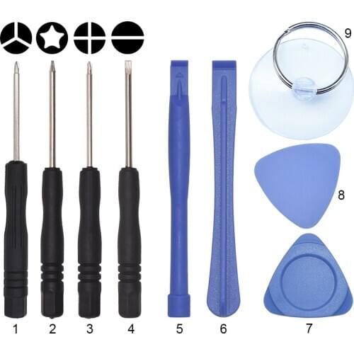 10 9 8 in 1 Mobile Phone Repair Tools Kit Spudger Pry Opening Tool Black Mini Screwdriver Set for iPhone 6 7 8 11 12 X Plus Pro