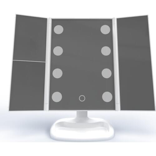 New Flat Light LED Makeup Mirror Light Bulb Tri-fold Desktop Table Lamp Mirror Folding Vanity Mirror Square Princess Mirror