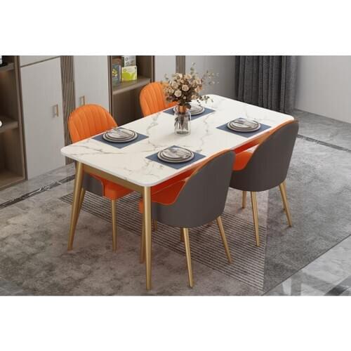 Dining table modern simple rectangular household net red small family marble dining table chair combination