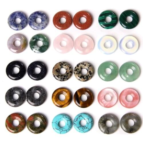 Chinese Knot Pendant For Necklace 10-30 pcs Natural Green Aventurine Big Hole Stone Beads Loose Tiger Eye For DIY Jewelry Earing