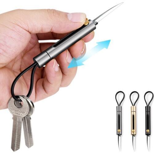 Outdoor EDC Aviation Aluminum Keychain with Cutter Knife Car Self defense Multifunctional Tool Personal Safety for Women