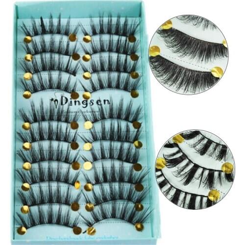 10 Pairs Multilayers Natural Long Wispies Flfuffy Eyelashes 3D Mink Hair False Eyelashes Extension Full Volume thick Eyes Makeup