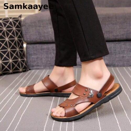Мужские кожаные сандали Samkaayee China At AliExpress
