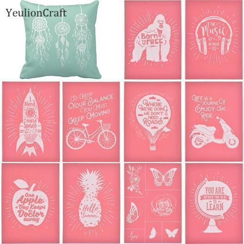 Chzimade 11 Styles Rocket Self-Adhesive Silk Screen Printing Mesh Transfer For DIY T-shirt Fabric Painting Paper Home Decor