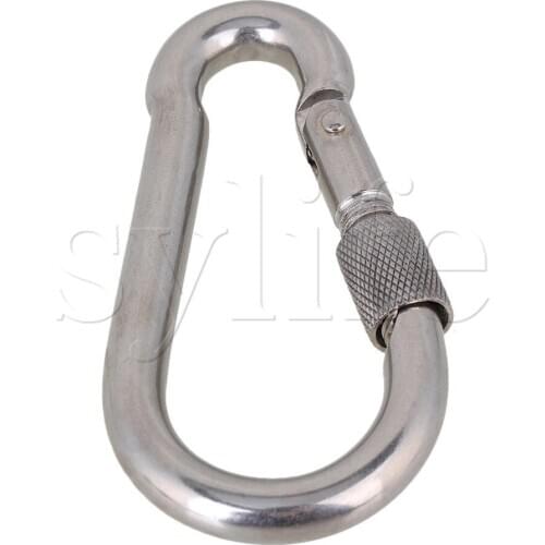 Silver 304 Stainless Steel M10x100 Link Chain Outdoor Activity Screw Carabiner