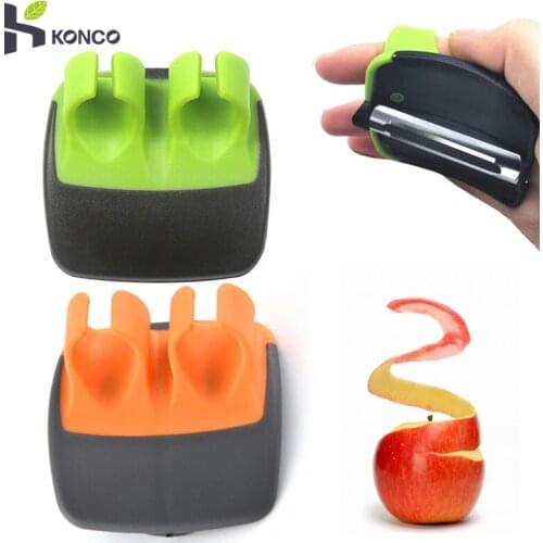 Konco Creative Vegetable Peeler,Palm Hand Fruit Peeler for Kitchen Vegetable Peeler with Comfortable Finger Ring Kitchen Tools