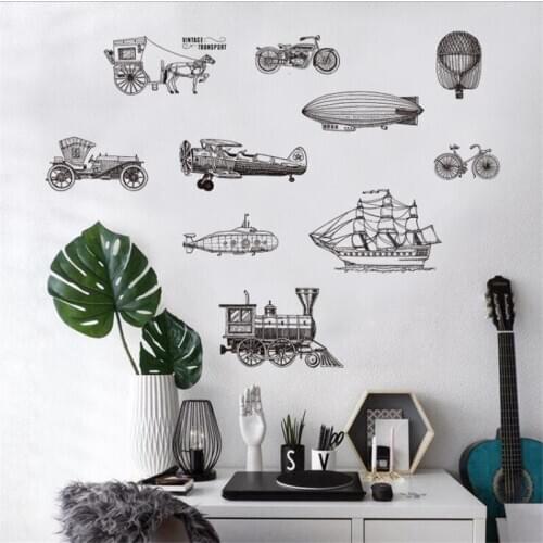 Vivid Retro vehicle wall sticker living room bedroom wall decoration minimalist style art mural wall stickers for kids rooms