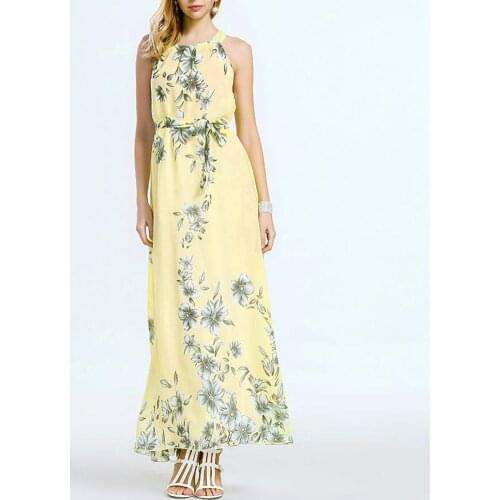 Women Dresses Summer Bohemia Floral Print Sleeveless Beach Long Maxi Dress robe femme платье летнее 2021 Plus Size