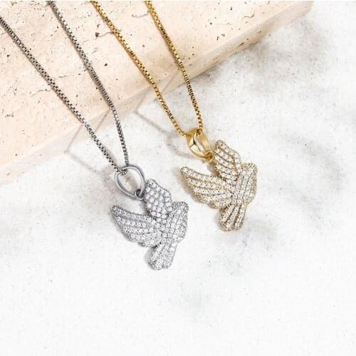 S925 Sterling Silver Bling Ice Out Swallow Bird Pendants Necklaces for Women Men Charm Jewelry Gift Drop Shipping