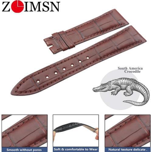 ZLIMSN Genuine crocodile Strap Hand Made crocodile Watch Straps For Breguet Watch Band 20mm Women Mens Watch