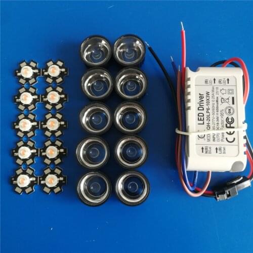 10X 3W Royal blue deep red green white UV IR High Power LED + 10pcs lens + 1pcs 6-10x3w driver
