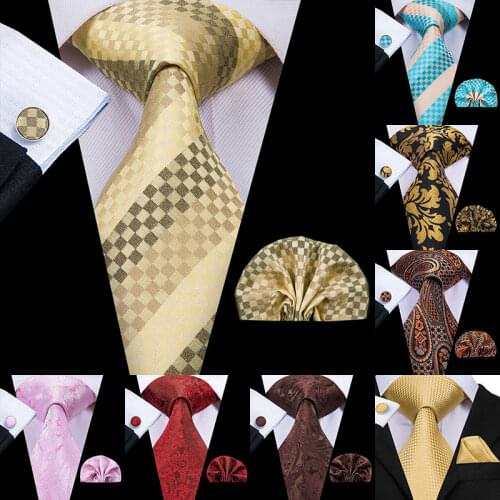 20 Styles 2019 Luxury Brand Silk Ties for Men Striped Plaid Fashion Mens Party Wedding Tie Set High Quality Gravata C-3088