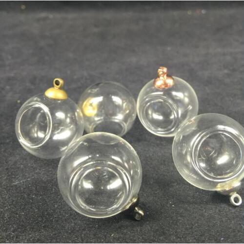 300set 25mm Micro Landscape Ecological wishing Glass Bottle round Glass Pots with jewelry findings set Moss DIY Glass globes orb