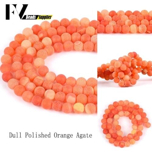 4-12mm Natural Orange Frost Cracked Agates Onyx Loose Spacer Round Stone Beads For Jewelry Making DIY Bracelets Needlework 15"