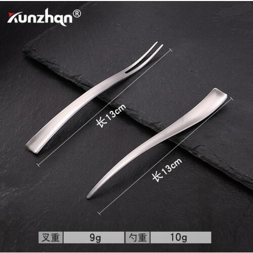 4PCS Germany 304 Stainless Steel Fruit Fork Dessert Spoon Coffee Spoon