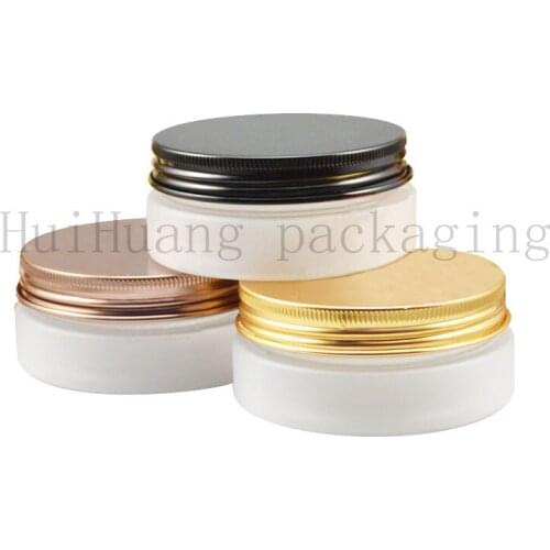 50pcs 50g empty frosted PET plastic jar with aluminum cap,PET Cream container.Powder plastic tin with metal lids,cosmetic bottle