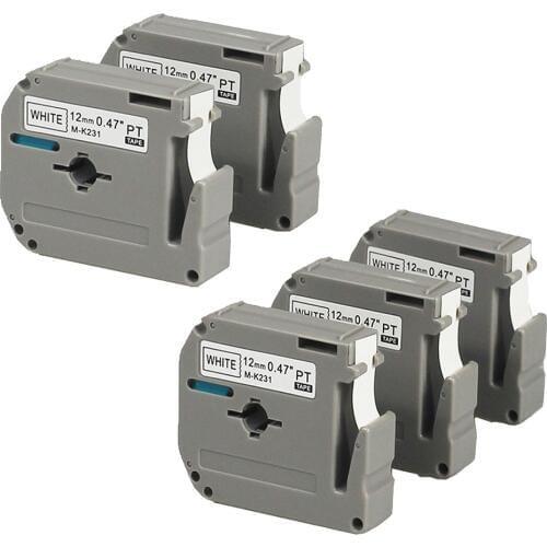 5PK FREE SHIPPING brother M tape M-K231 MK231 K231 MK-231 for brother p touch pt-65/pt-70/pt-80 etc