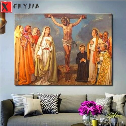Diamond Painting Mary With Jesus Crucifixion 5d Diamond Embroidery Full Diamond Mosaic Cross Stitch Rhinestone Decoration