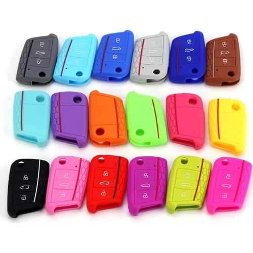 For VW Golf 7 MK7 Tiguan Polo Skoda Octavia A7 Seat Leon Car 3 Buttons Key Cover Case Silicone Shell