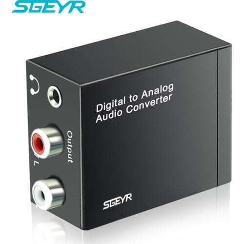 SGEYR DAC Digital Optical Coaxial Toslink to Analog Converter Left/Right RCA Audio Adapter with 3.5mm Audio/AUX