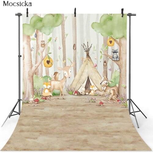 Safari Theme Birthday Party Backdrop Jungle Party Background for photo studio forest animals camping tent photo background prop