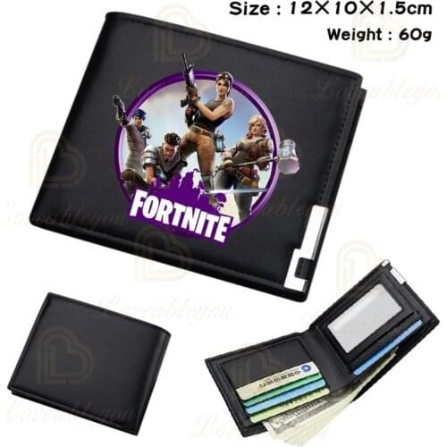 Fortnite Carteira Masculina Battle Royale Student Boys Girls PU Double Fold Leather Wallet Short Cartoon Card Bag Coin Purse
