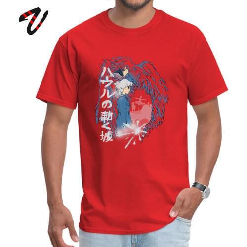 Anime Tshirt A Hearts Love Men T-shirt 100% Cotton Fabric Howls Moving Castle T Shirt Short Sleeve Japan Style Clothes Summer