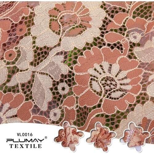 China products 70%cotton 30%nylon flower embroidery lace fabric bridal for wedding dress by half(1/2) yard