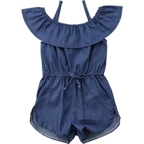 Toddler Baby Kid Girls Clothing Outfit Denim Blue Jean Playsuit Sleeveless Jumpsuit Summer Clothing