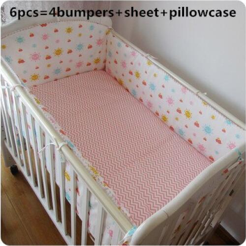 6pcs Baby Bedroom Set Nursery Bedding Cot bedding set for newborn kit de berço (4bumper+sheet+pillow cover)