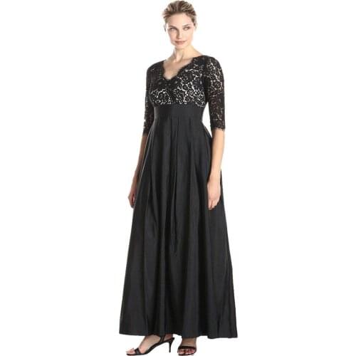 Abaya Dubai Hot-selling womens European and American lace stitching three-quarter sleeve evening dress long dress Muslim dress