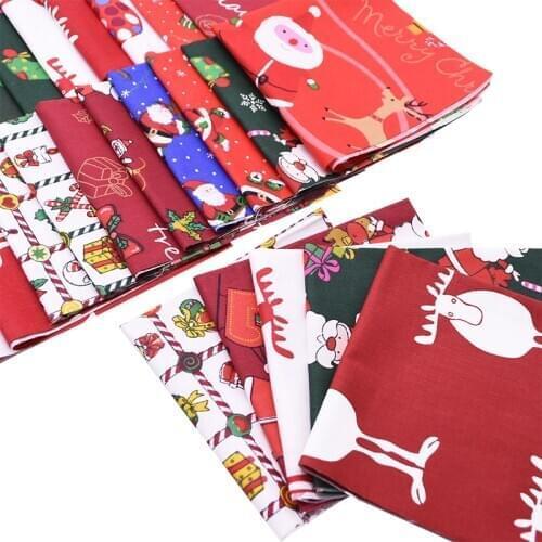 25*25cm Christmas Series Cotton Fabric Cloth Christmas Tree Santa Claus Printed Quilting Patchwork DIY Sewing Crafts Materials