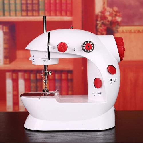 INNE Electric Sewing Machine Mini Home Small Machines Overlock Household Portable Night Light Foot Pedal Straight Two Thread Kit