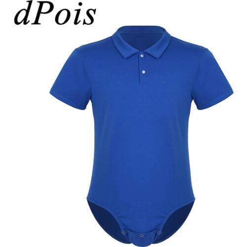 Mens Shirt Jumpsuit Thong Leotard Bodysuit Teddy Romper Men Catsuit Male Bodycon Gym Swimsuit Exotic Press Button Sex Body Suit