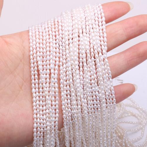 Natural Freshwater Pearl Rice-shaped Small Beads for Making Jewelry DIY Bracelet Necklace size 2-2.5mm