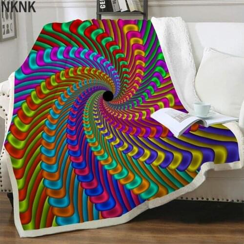 NKNK Brank Dizziness Blanket Colorful Bedspread For Bed Gradient Blankets For Beds Rainbow Thin Quilt Sherpa Blanket New Vintage