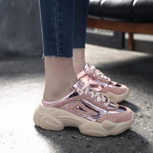 2020 Summer new half slippers Baotou without heel inside increase womens sneakers outdoor canvas walking shoes women ZZ-245