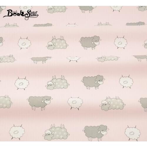 New Arrivals Pink Color Sheep Animals Patterns 100% Cotton Twill Fabric Home Textile Material Bed Sheet DIY Patchwork Dress